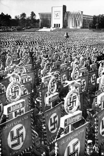 Desfile nazi durante la convención de Núremberg, en 1936.