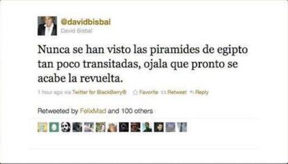 Captura del tuit borrado de David Bisbal de 2011.
