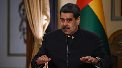 El presidente venezolano Nicolás Maduro, el miércoles durante un encuentro con el presidente de Guinea Bissau, en el Palacio de Miraflores, en Caracas.