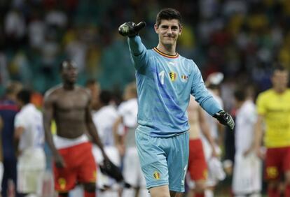 Uno de los dos porteros de la lista de candidatos, Courtois cuajó la pasada campaña una temporada magistral, ayudando con sus guantes a que el Atlético ganara una Liga 18 años después. También, haciendo a los rojiblancos subcampeones de Europa. En la imagen, en el partido del Mundial contra Estados Unidos en octavos. Los belgas cayeron en cuartos, contra Argentina.