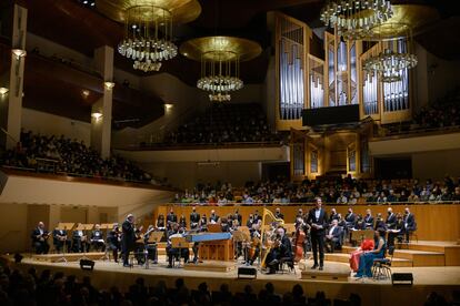 Representación de 'L'Orfeo' de Monteverdi, en el Auditorio Nacional de Música.