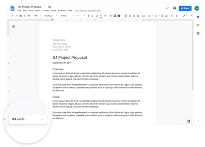 Contador de palabras en Documentos de Google mientras escribimos.