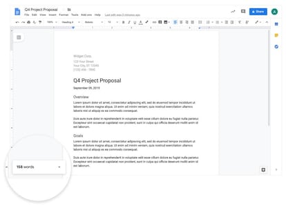 Contador de palabras en Documentos de Google mientras escribimos.