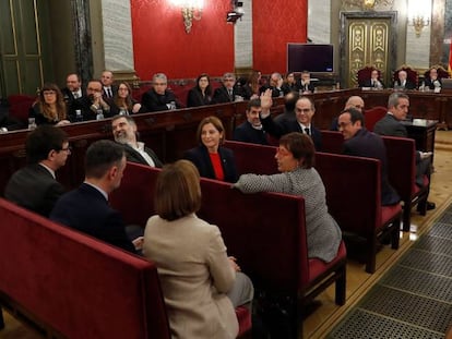 Los doce líderes independentistas acusados por el 'procés', en el Supremo.