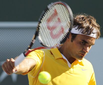 Federer, durante el partido frente a Chela.