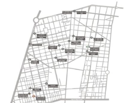 Mapa de la ubicación de los murales