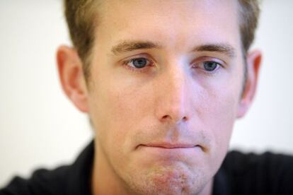 Andy Schleck, este jueves en un momento de la rueda de prensa.