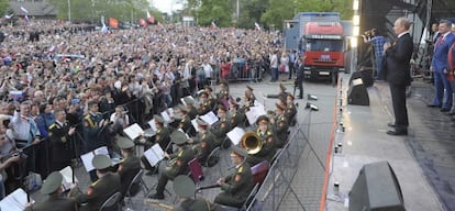 Vladímir Putin en un concierto este viernes en Sebastopol.