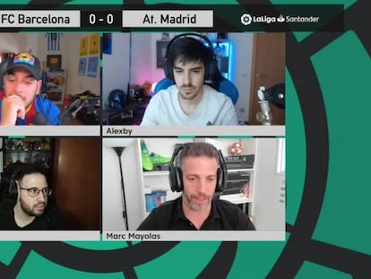 El FC Barcelona-Atlético de Madrid del pasado sábado retransmitido en LaLigaCasters. Así se ve un partido en el canal de Twitch de LaLiga. 