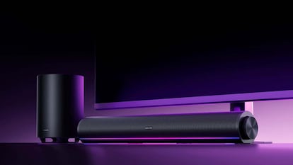 Xiaomi Desktop Speaker Pro Set junto a un monitor