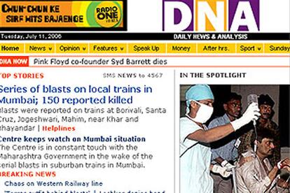 La web del diario indio Daily News & Analisis eleva el número de fallecidos en los atentados a 150 y decenas de heridos
