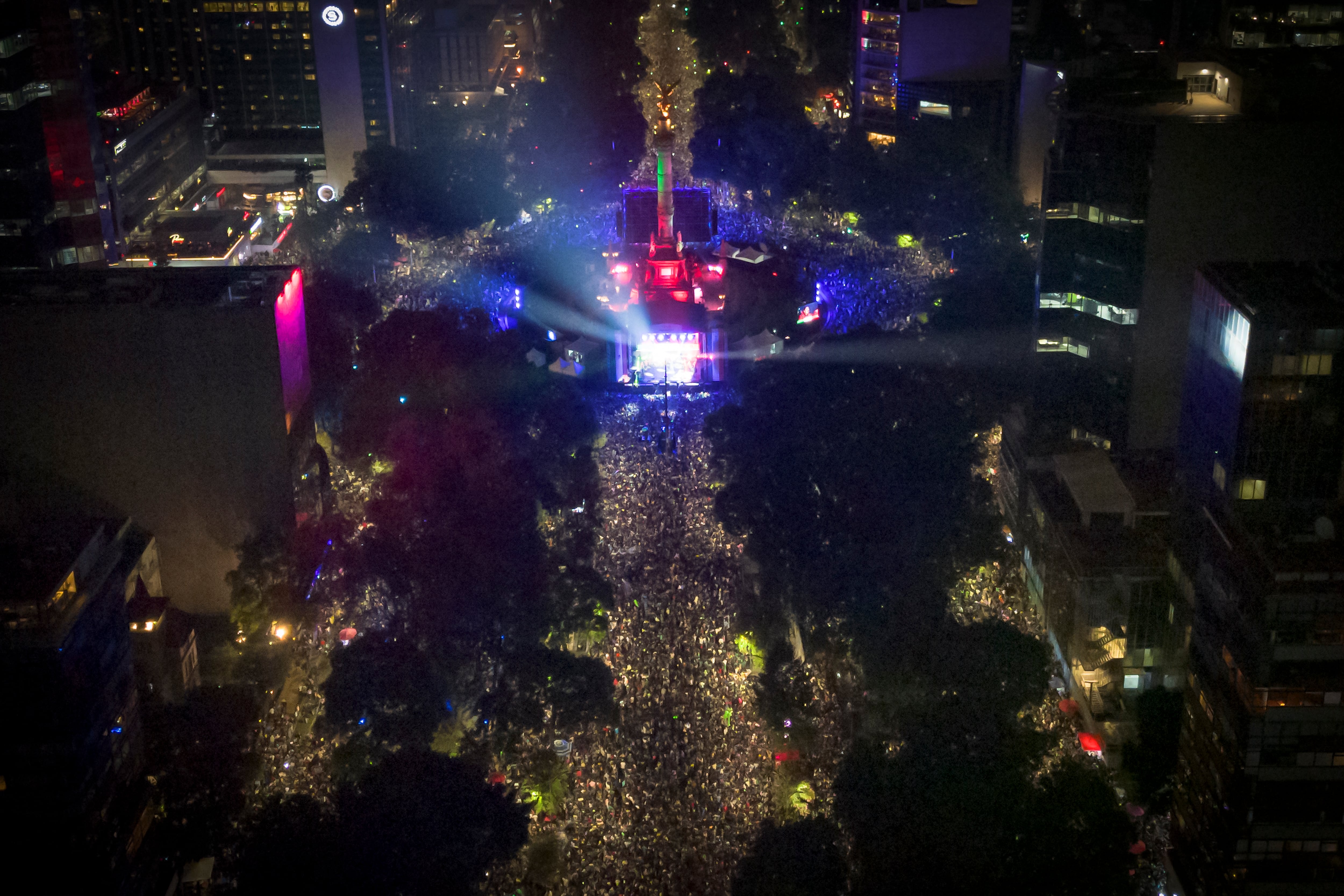 Vista aérea de Paseo de la Reforma, este miércoles.