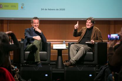 Dialogo tra Luis García Montero, direttore dell'Istituto Cervantes, e Jorge Valdano, ex calciatore, ex allenatore e commentatore sportivo, questo lunedì.