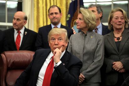 Donald Trump em uma cerimônia na Casa Branca.