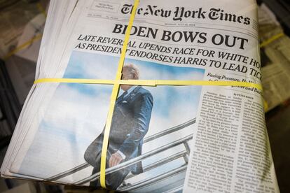 Portada de The New York Times con la renuncia de Biden a presentarse como candidato por los demócratas.