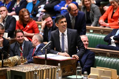 Rishi Sunak, durante una sesión de control al Gobierno británico.