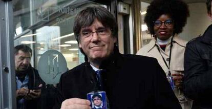 Carles Puigdemont tras recoger su acta como eurodiputado el pasado 20 de diciembre de 2019.