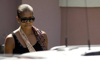 La ex primera dama de Estados Unidos, Michelle Obama, en el hotel Villa Padierna, Estepona, en agosto de 2010.