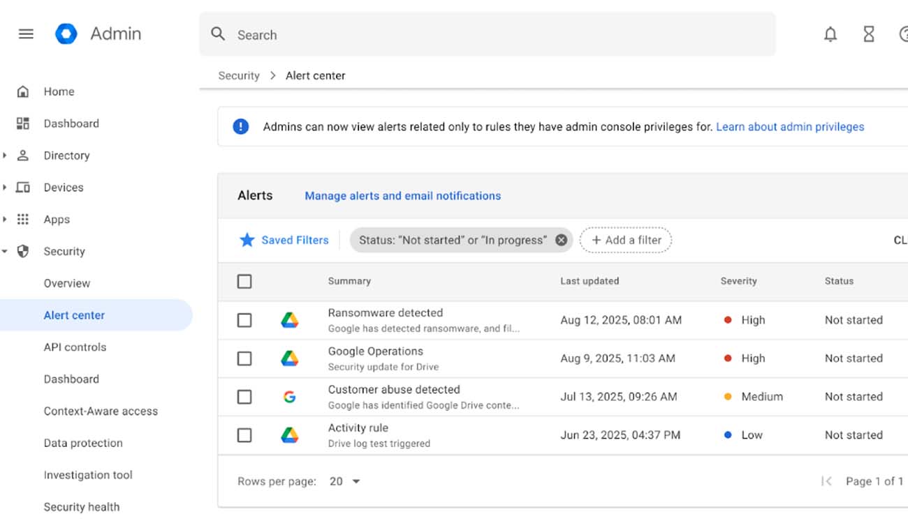 Aviso de peligro Google Drive con IA