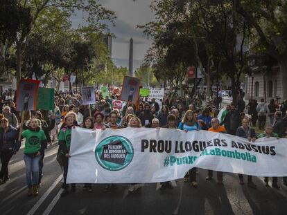 Un grupo de manifestantes, en Barcelona.