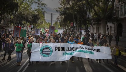 Un grupo de manifestantes, en Barcelona.