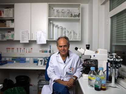 El cirujano Damián García Olmo, en un laboratorio de la Fundación Jiménez Díaz, en Madrid