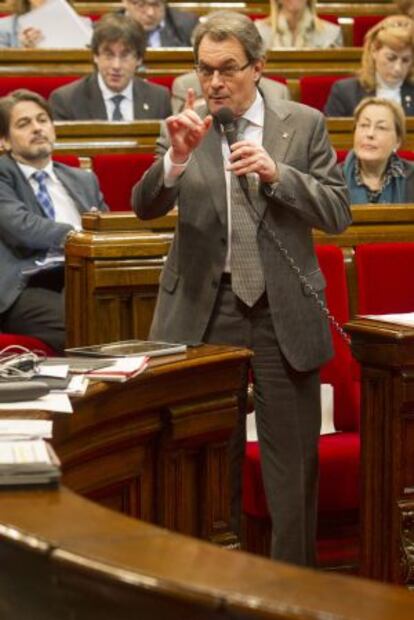 El presidente Mas en el Parlamento de Cataluña.