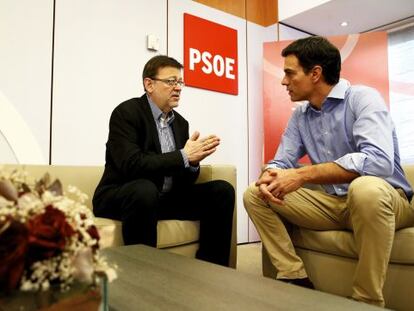 Pedro S&aacute;nchez, en su encuentro con Ximo Puig. 