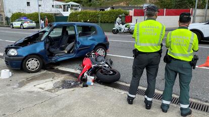 Accidente entre un turismo y una moto el pasado 26 de junio en Vigo.