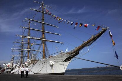 The embargoed Argentinean vessel Libertad docked in Tema, Ghana last October 13.