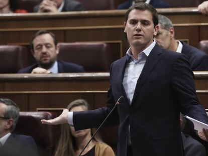 El líder de Ciudadanos, Albert Rivera, este miércoles en el Congreso.