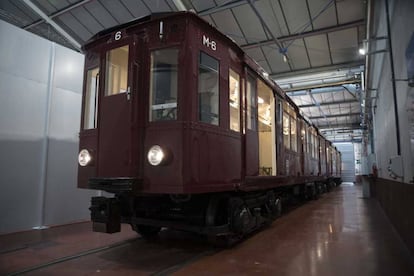 Unidad restaurada para exposición del centenario del Metro de Madrid.