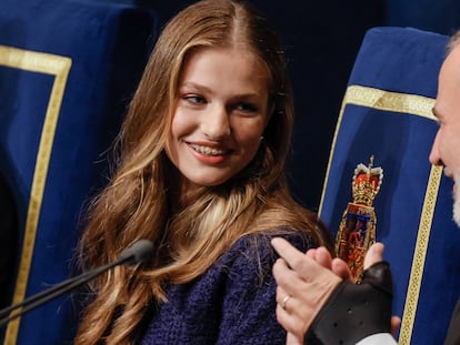 La princesa Leonor y el rey Felipe VI, el 20 de octubre, en Oviedo.