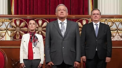 presidente de México, Andrés Manuel López Obrador, junto a Claudia Sheinbaum y Marcelo Ebrard.