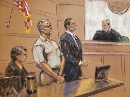 Genaro García Luna y su abogado comparecen ante el juez Brian Cogan el 21 de enero en Nueva York.