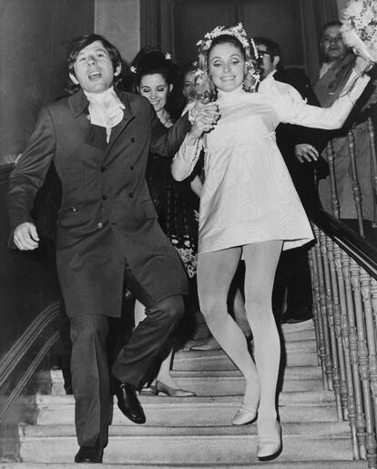 Sharon Tate y Roman Polanski recién casados en 1968.
