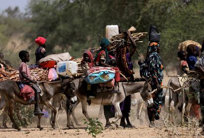 Refugiados sudaneses en la frontera con Chad, en la zona de Goungour, el 8 de mayo de 2023.