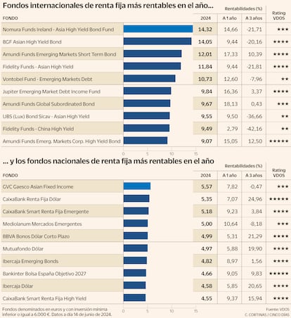 Fondos nacionales e internacionales de renta fija más rentables en el año