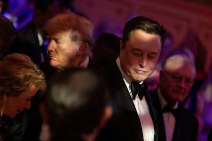 Donald Trump y Elon Musk en la gala del Instituto America First, en Palm Beach. 