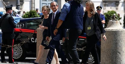 El nuevo ministro de Econom&iacute;a italiano, Giovanni Tria, el viernes llegando al Palacio del Quirinal, la residencia oficial del presidente, Sergio Mattarella, en Roma.