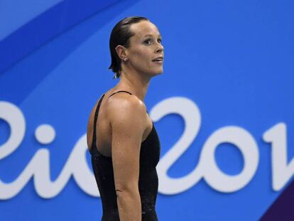 Federica Pellegrini, satisfecha, despu&eacute;s de la semifinal del 200. 