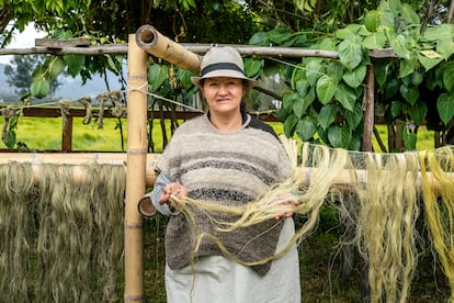 El proceso para tinturar textiles con la hoja de coca.