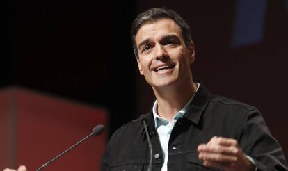 El secretario general del PSOE, Pedro Sánchez, durante la clausura del congreso del PSOE Aragón.