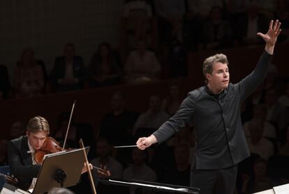 Un expresivo gesto de Jakub Hrůša en su concierto al frente de la Filarmónica de Viena del pasado miércoles.