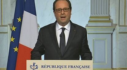 Francois Hollande, durant la seva intervenció.