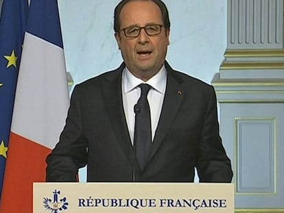 Francois Hollande, durant la seva intervenció.