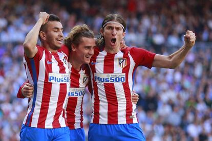 Correa, Griezmann y Filipe celebran el gol del empate