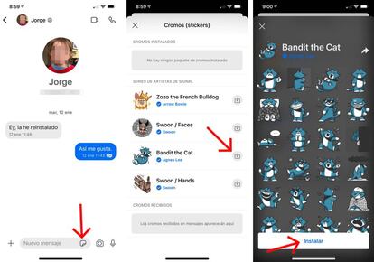 Cómo instalar packs de 'stickers' en Signal.