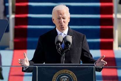 Joe Biden depois de tomar posse como presidente dos Estados Unidos, nesta quarta-feira, em Washington.