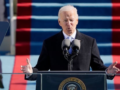 Joe Biden depois de tomar posse como presidente dos Estados Unidos, nesta quarta-feira, em Washington.